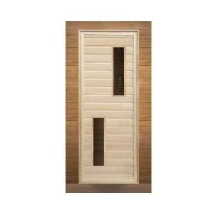 Дверь для бани липа с 2-мя стеклами (кор. хвоя) 1900x700 (без петель) купить в Слониме