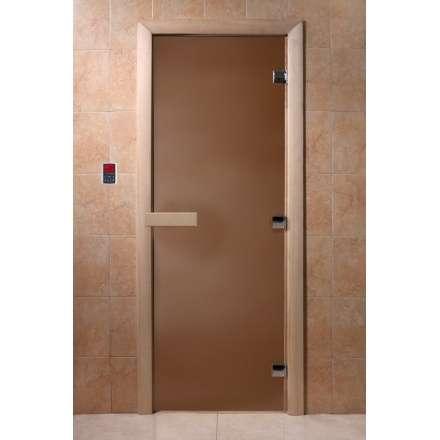 Дверь для сауны Doorwood Теплая ночь 1900x700 (коробка листва, стекло 8 мм, 3 петли) в Слониме