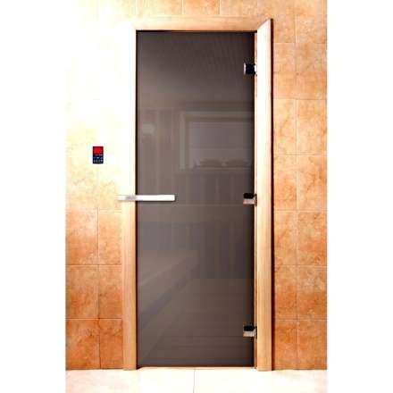 Дверь для сауны Doorwood Сумерки Графит прозрачный 1900x700 (стекло 8 мм, 3 петли) в Слониме