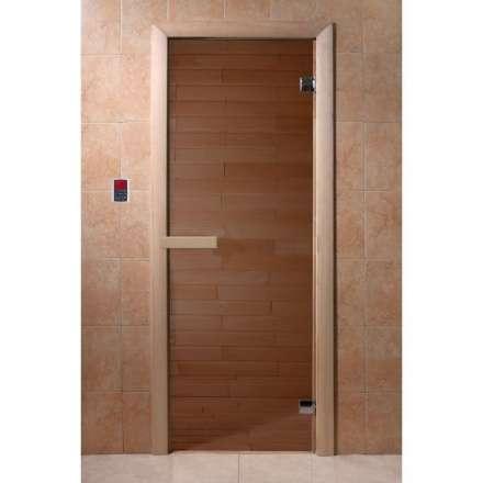 Дверь для бани и сауны Doorwood Бронза 1900x700 (хвоя, стекло 6 мм, 2 петли) в Слониме