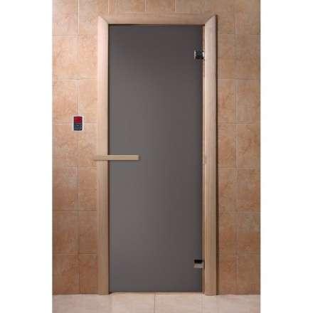 Дверь для бани Doorwood Графит матовый 1900x700 мм (коробка хвоя, стекло 6 мм, 2 петли) в Слониме