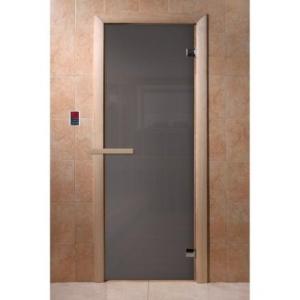 Дверь для бани Doorwood Графит 1900x700 мм (коробка хвоя, стекло 8 мм, 2 петли) в Слониме