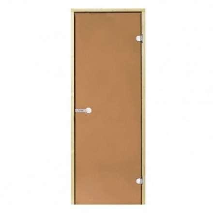 Дверь для бани стеклянная Harvia 7/19 коробка сосна, бронза в Слониме