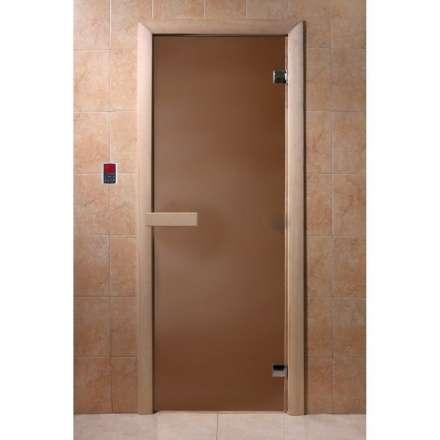 Дверь для бани стеклянная Doorwood Бронза матовая 1800x700 (хвоя, стекло 6 мм, 2 петли) в Слониме