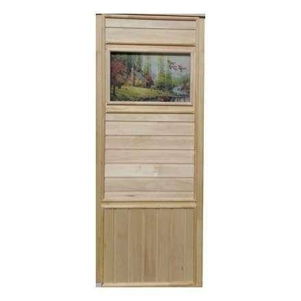 Дверь деревянная для бани DoorWood Эконом 1840x740 со стеклом ФП Летят Утки в Слониме
