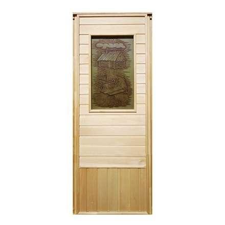Дверь деревянная для бани DoorWood Эконом 1840x740 со стеклом ФП Изба в Слониме