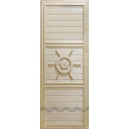 Дверь деревянная для бани DoorWood Штурвал 1840x740 без иллюминатора Эконом в Слониме
