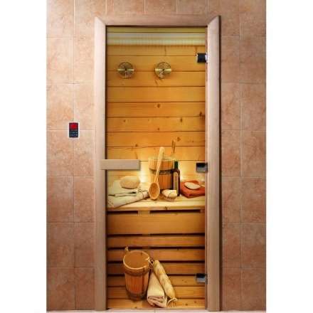 Дверь для сауны Doorwood с фотопечатью A033 1900x700 в Слониме