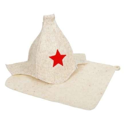 Набор из двух предметов (Шапка Будёновка белая, коврик) 41128 в Слониме