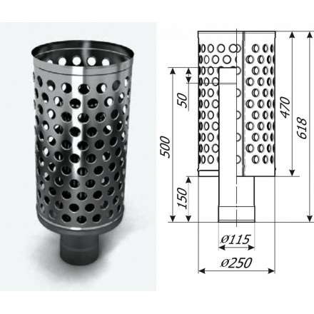 Каменка натрубная ДИЗЕЛЬ, ф115, 1/0,5мм, нерж/нерж в Слониме