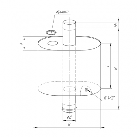 Бак Ferrum Комфорт эллиптический с трубой 60 л в Слониме