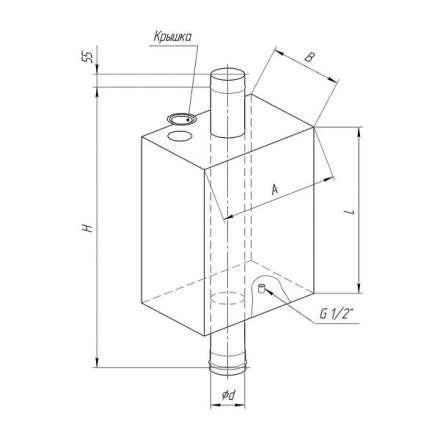 Бак Ferrum Комфорт прямоугольный на трубе 55 л в Слониме
