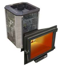 Печь Пегас 16 панорама в камне змеевик Амазонка бай фото в Слониме