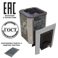 Печь Пегас 16 нерж со стеклом в камне змеевик в Слониме