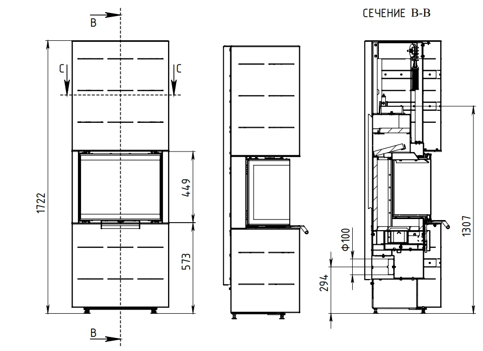 Печь-камин АОТ 7.0-01 в модификации Селена 7 в Слониме