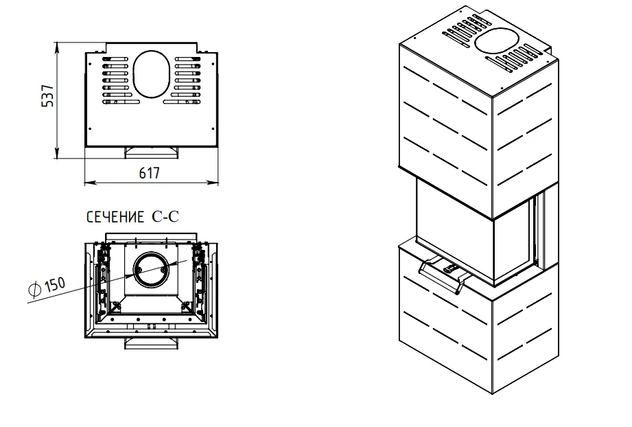 Печь-камин АОТ 7.0-01 в модификации Селена 7 в Слониме