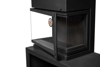 Камин МАДРИД на дровнике Гигант слева черный\белый шамот в Слониме