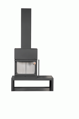 Камин МАДРИД на дровнике Гигант слева черный\белый шамот в Слониме