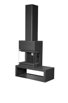 Камин МАДРИД на дровнике Гигант слева черный\белый шамот в Слониме