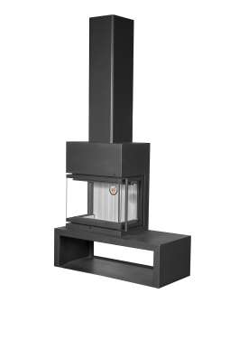 Камин МАДРИД на дровнике Гигант слева черный\белый шамот в Слониме