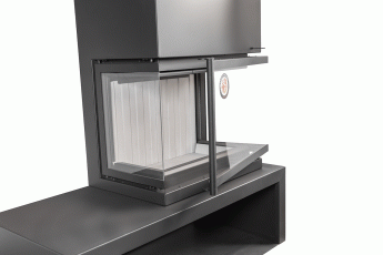 Камин МАДРИД на дровнике Гигант справа черный\белый шамот в Слониме