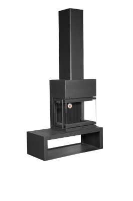 Камин МАДРИД на дровнике Гигант справа черный\белый шамот в Слониме