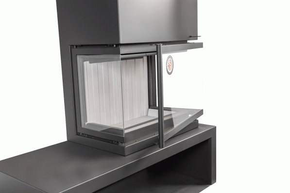 Камин МАДРИД на дровнике Гигант справа черный\белый шамот в Слониме