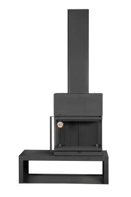 Камин МАДРИД на дровнике Гигант справа черный\белый шамот в Слониме