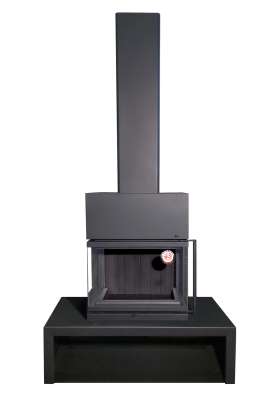 Камин МАДРИД на дровнике Гигант центральный черный\белый шамот в Слониме