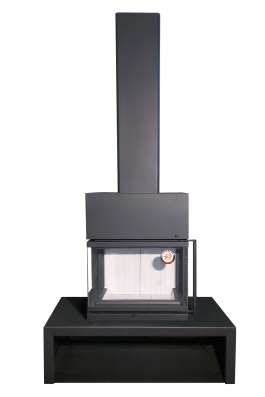 Камин МАДРИД на дровнике Гигант центральный черный\белый шамот в Слониме
