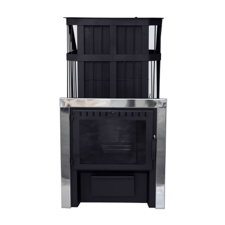 Печь банная Сибирь-24 c закрытой каменкой, панорамная дверца в Слониме