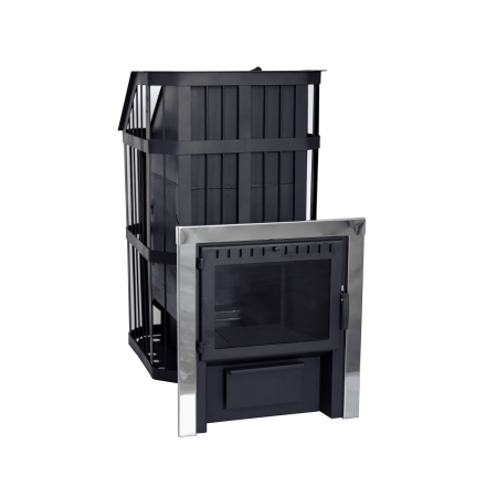 Печь банная Сибирь-24 c закрытой каменкой, панорамная дверца в Слониме