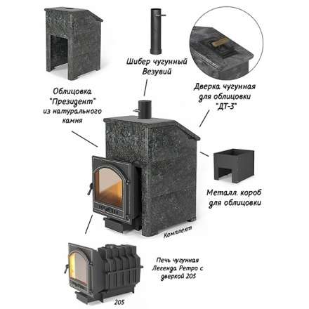 Комплект Президент Везувий Легенда Ретро 205 Пироксенит Элит в Слониме