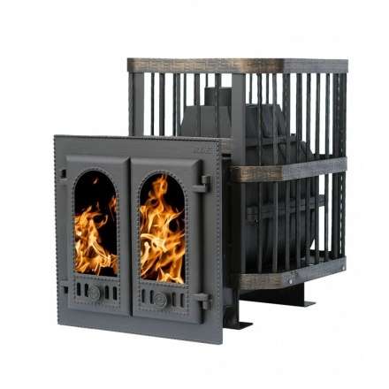 Печь банная Сибирь-24 с двухстворчатой каминной дверцей Амазонка бай фото в Слониме