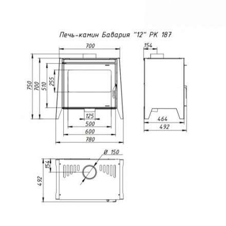 Печь-камин стальная со стеклом Бавария 12 фото в Слониме