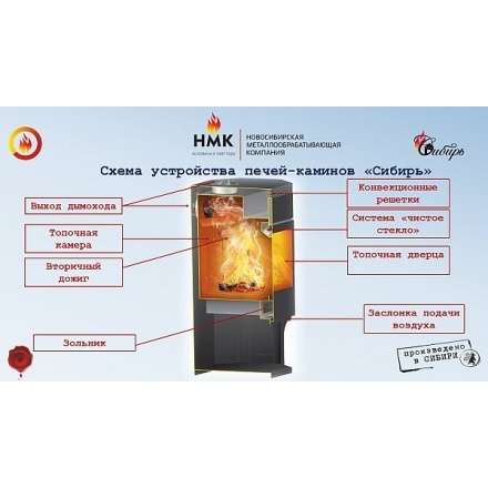 Стальной популярный камин с дровницей Сибирь 12 фото в Слониме