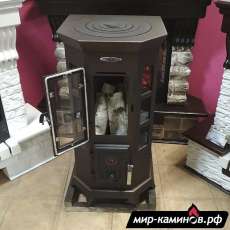 Недорогая стальная печь Термофор Статика Секста, чёрная бронза фото в интерьере в Слониме