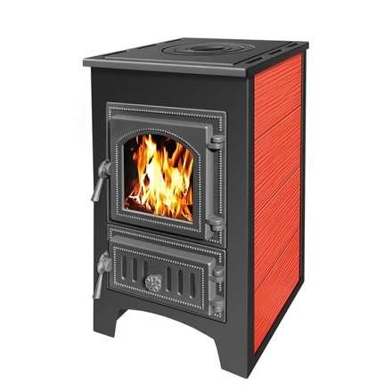 Печь-камин Везувий ПК-01 (270) с плитой  красная 9 кВт Амазонка бай фото в Слониме