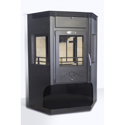 Стальная печь-камин Сибирь 15 с дровницей фото в Слониме