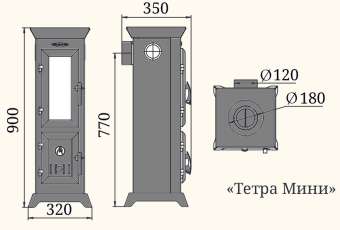 Отопительная печь Термофор Статика Тетра Мини, чёрная бронза фото в Слониме
