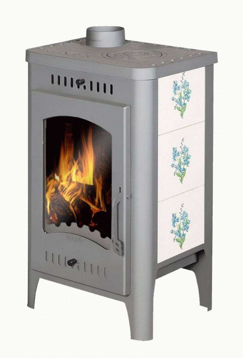 Печь-камин Бавария Оптима Незабудка с плитой фото в Слониме