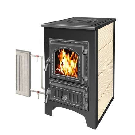 Печь-камин Везувий ПК-01 (270) с плитой и т/о бежевая 9 кВт Амазонка бай фото в Слониме