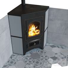 Купить печь-камин Везувий ПК-01 (220) с конфоркой угловой талькохлорит в Слониме фото в Слониме