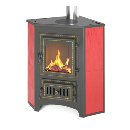 Печь-камин Везувий ПК-01 (220) с конфоркой угловой красный 9 кВт купить в Слониме