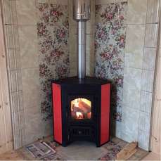 Купить Печь-камин Везувий ПК-01 (220) угловой красный 9 кВт в Слониме в Слониме