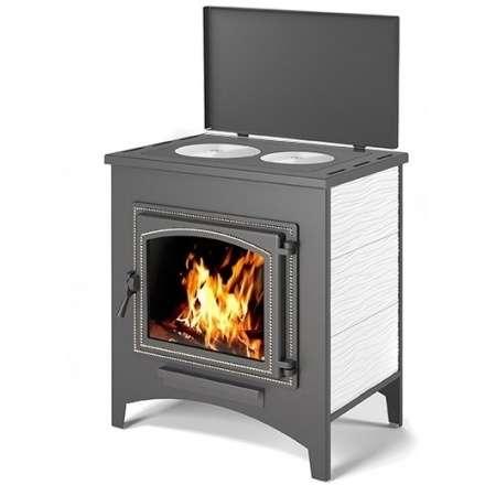 Печь-камин Везувий ПК-04 (240) с плитой беж 12 кВт Амазонка бай фото в Слониме