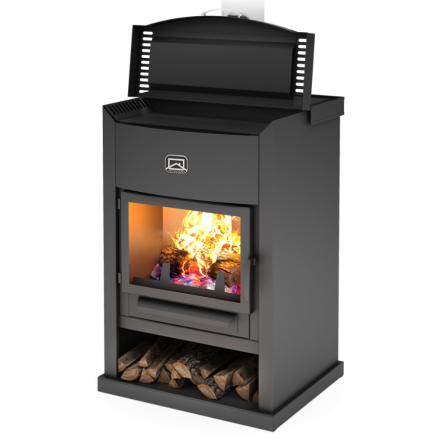 Стальной камин с дровницей Теплодар ОВ-120 (прямой) фото в Слониме