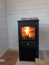 Стальной печь-камин со стеклом ЭТНА (БКД) с плитой фото в Слониме