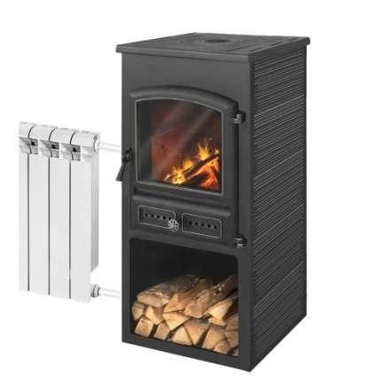 Печь-камин ЭТНА (БКД) с плитой и ТО фото Печь-камин ЭТНА (БКД) с плитой и ТО Антрацит высокий купить в Слониме