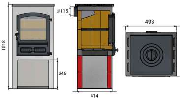 Стальной камин со стеклом ЭТНА (БКД) с плитой и теплообменником фото в Слониме